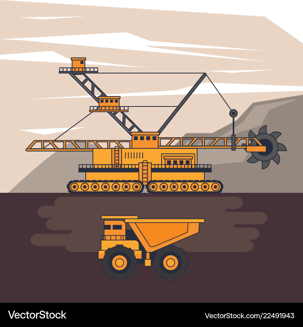 Hydraulic excavator machinery Hydraulic excavator machinery vector image