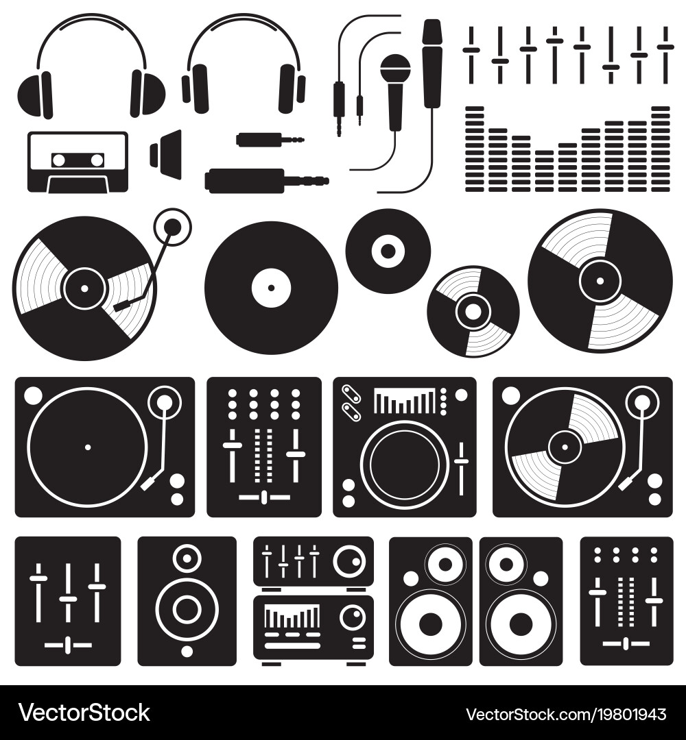 Music Equipment Icon Collection Vector Image