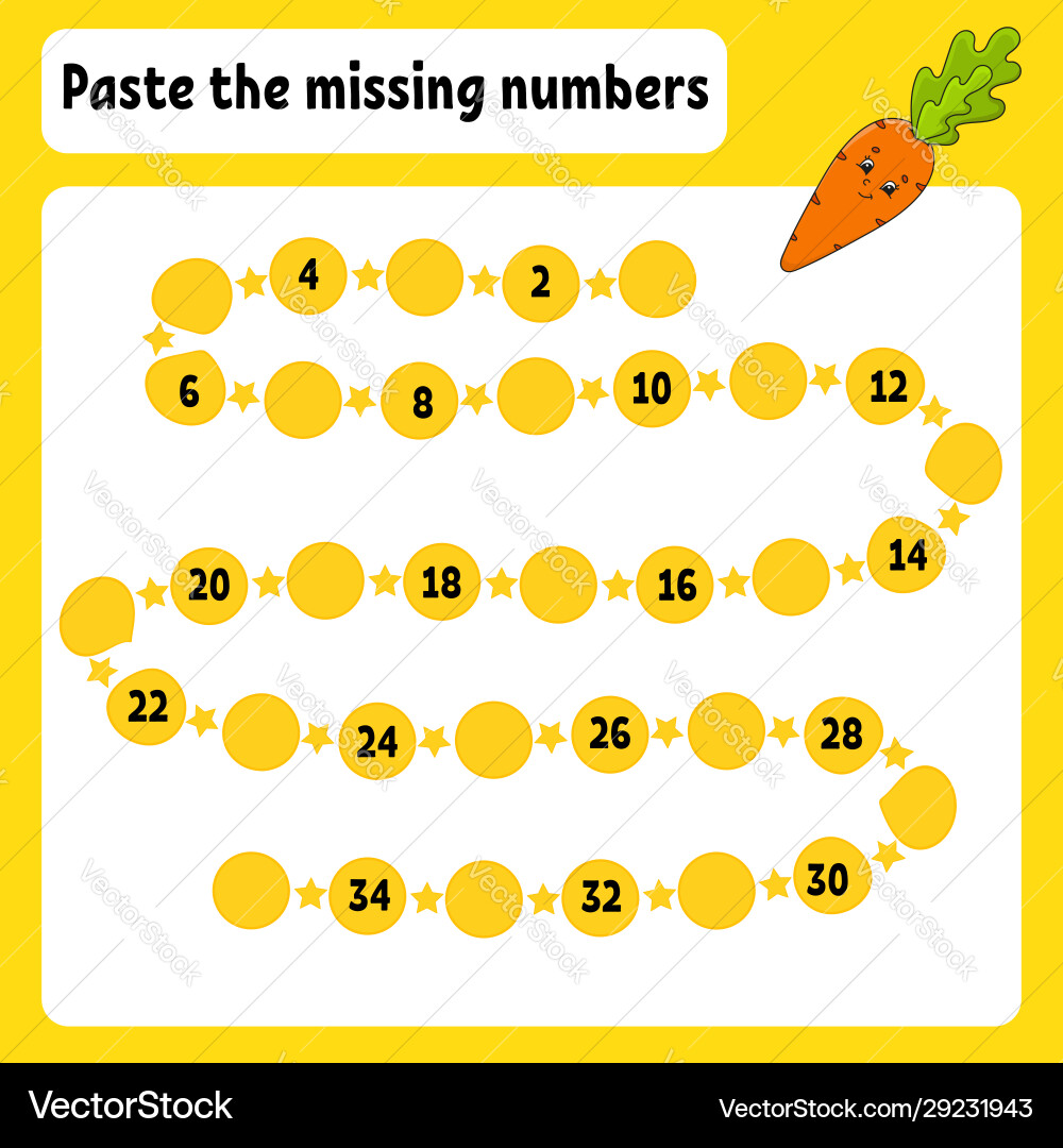 Paste missing numbers handwriting practice Paste missing numbers handwriting practice vector image
