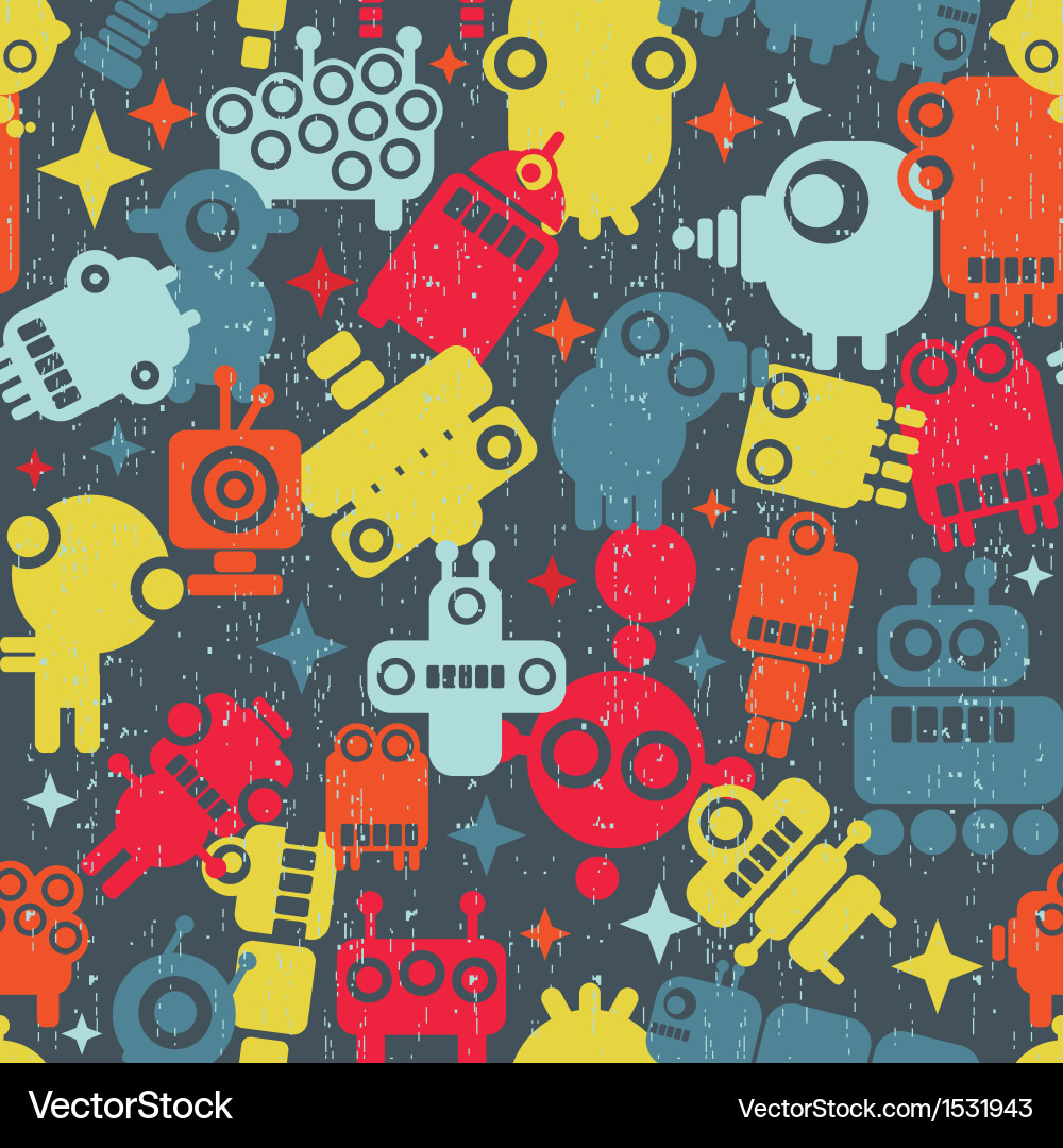 Robots & Monsters Seamless Pattern vector image