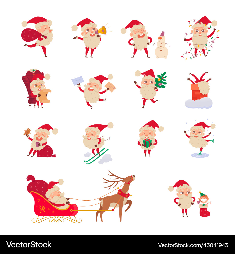 Santa claus characters for merry christmas Santa claus characters for merry christmas Vector Image