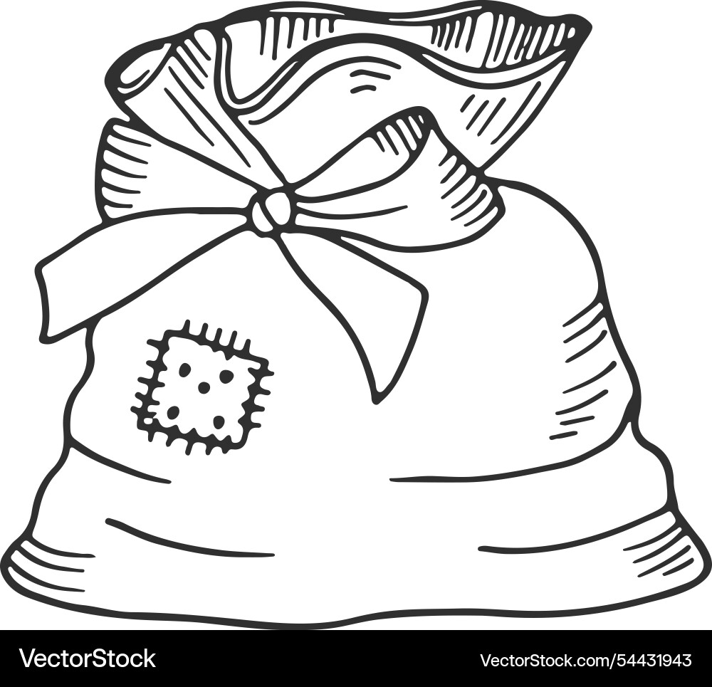 Santa Sack Sketch - Gift Bag Doodle Vector Image