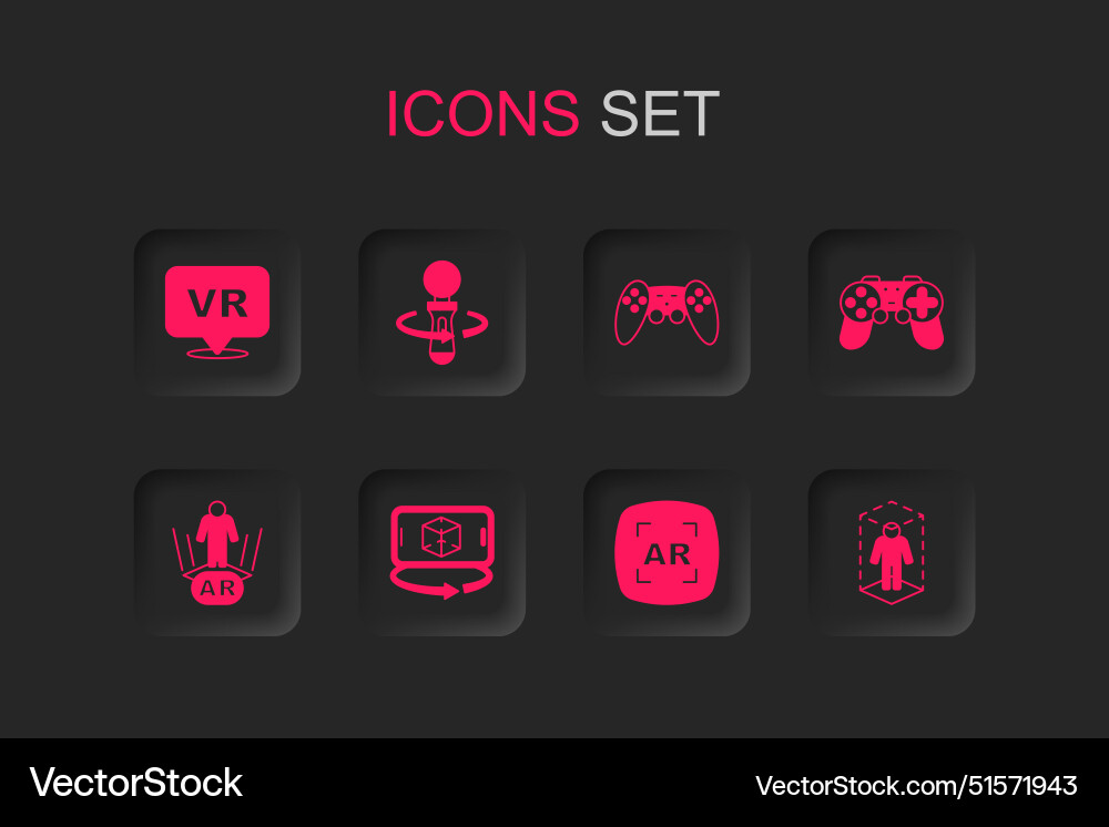 Set 3d modeling vr controller game virtual Set 3d modeling vr controller game virtual vector image