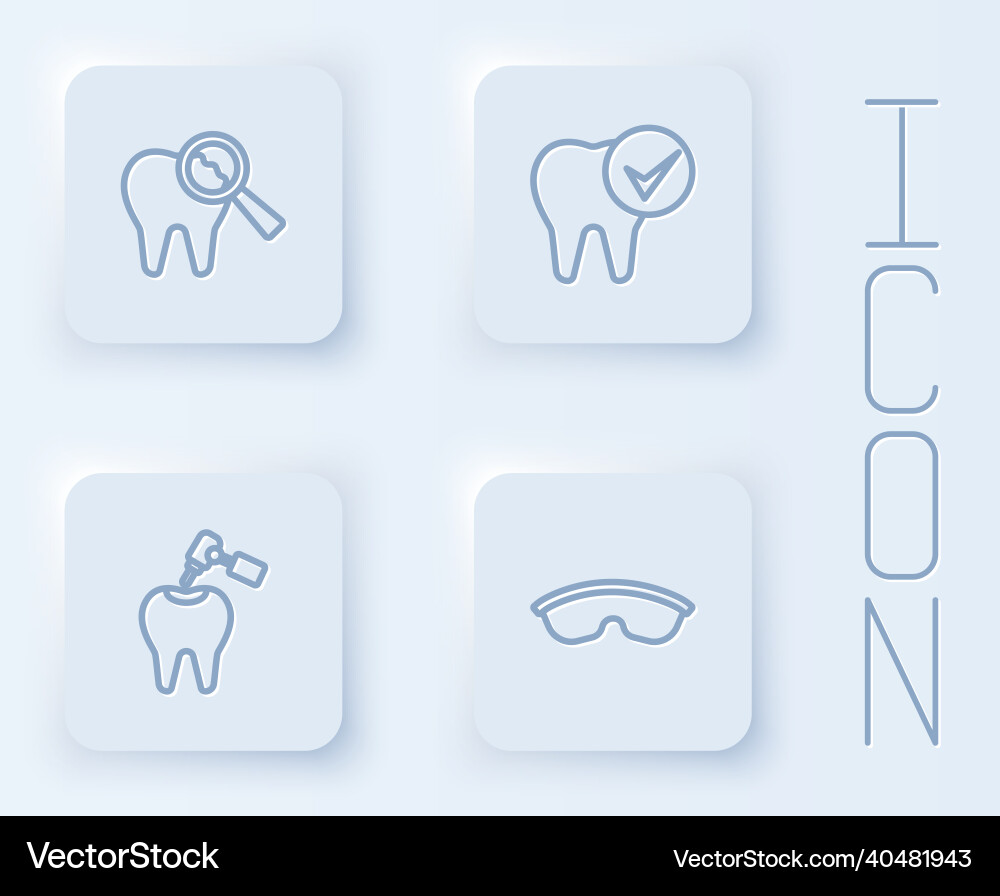 Set line broken tooth with caries Vector Image