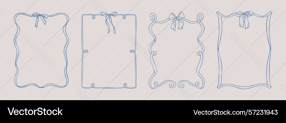 Set of different frames with bows and ribbons Set of different frames with bows and ribbons Vector Image