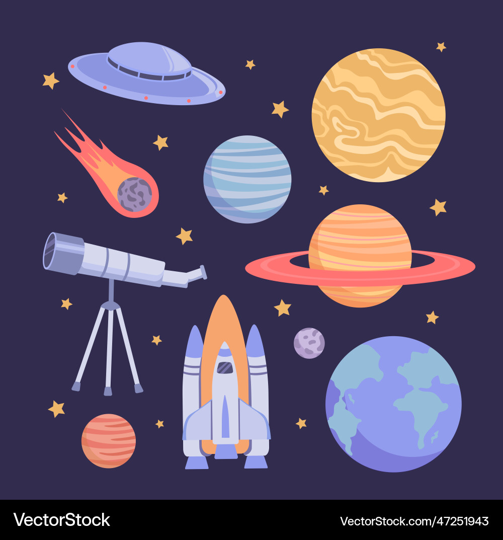 Space Exploration Set Vector Image