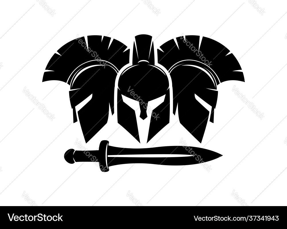 Spartan Helmets and Swords vector image