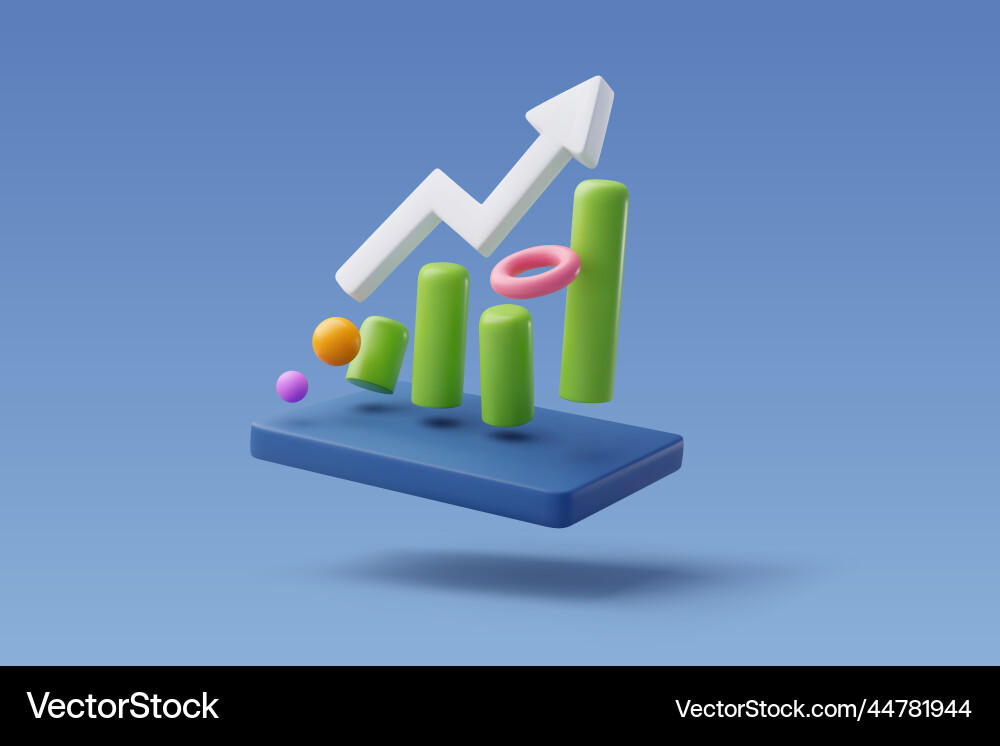 3d chart and trend graph arrow data analyze Vector Image