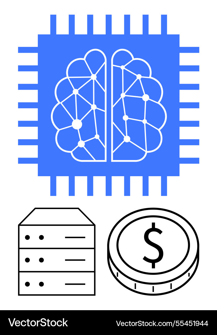 Artificial intelligence chip with neural network Artificial intelligence chip with neural network vector image