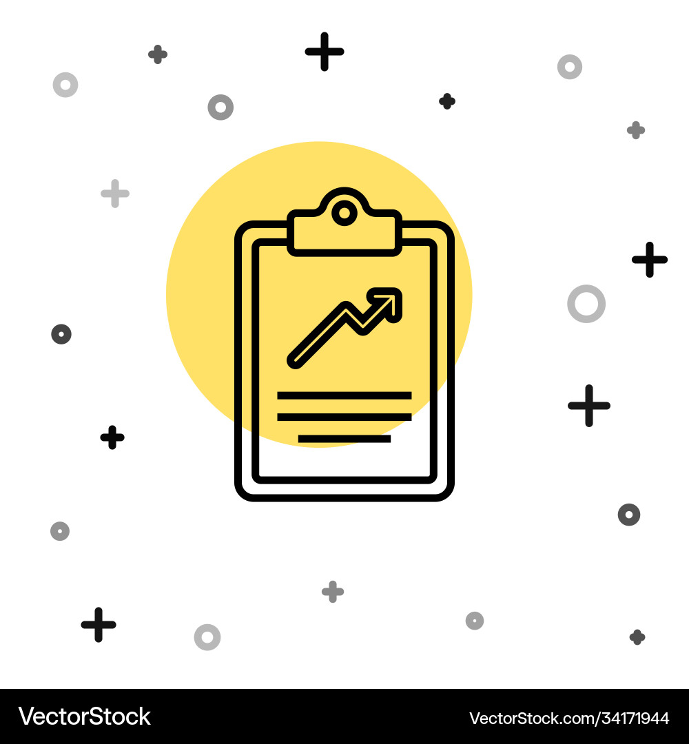 Black line clipboard with graph chart icon Black line clipboard with graph chart icon vector image