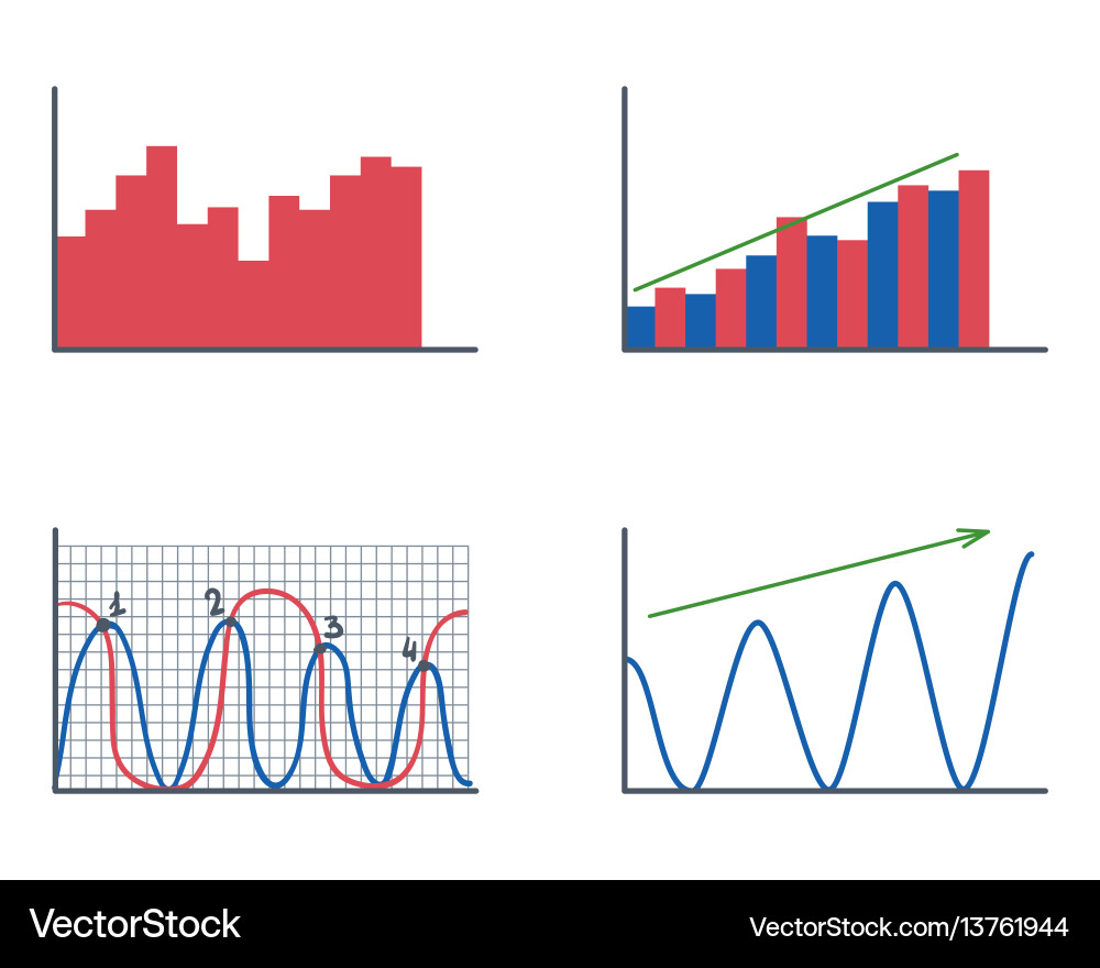 Business data graph analytics elements bar pie vector image
