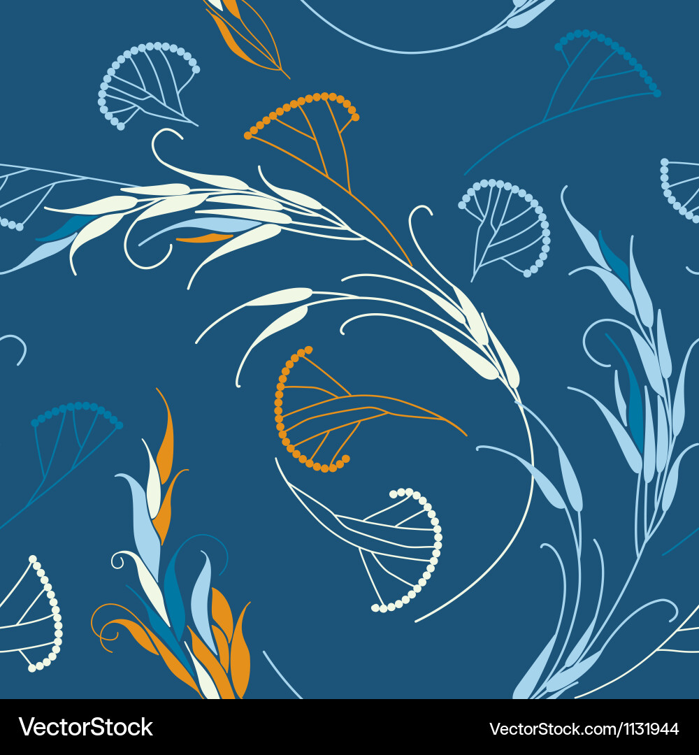 Cereals and grass seamless pattern Vector Image