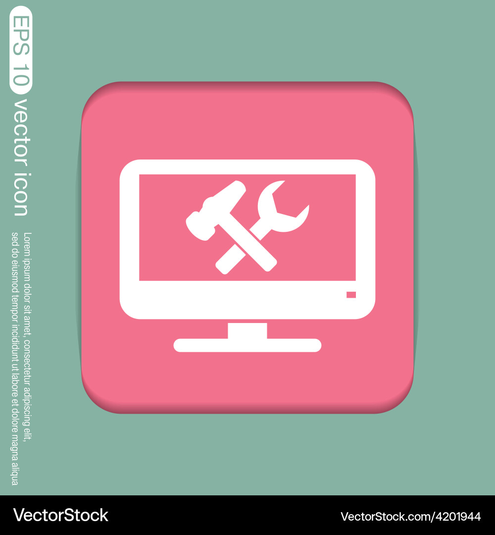 Computer Settings Icon - Monitor & Tools vector image