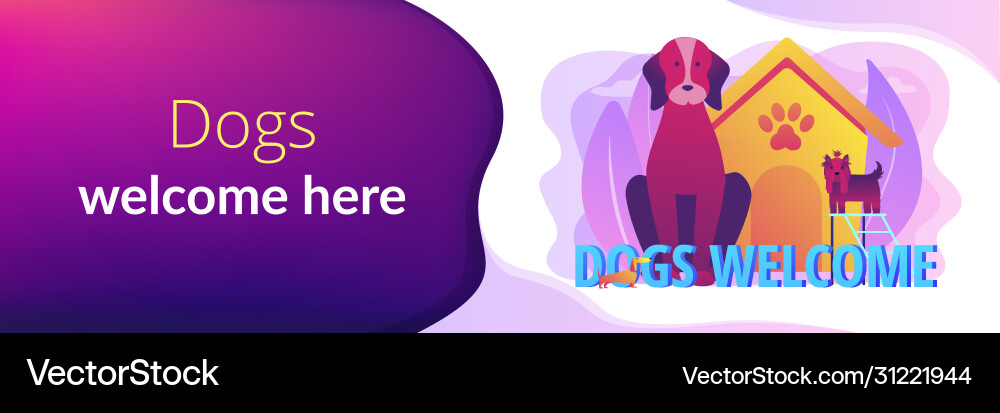 Dogs friendly place concept banner header Dogs friendly place concept banner header Vector Image