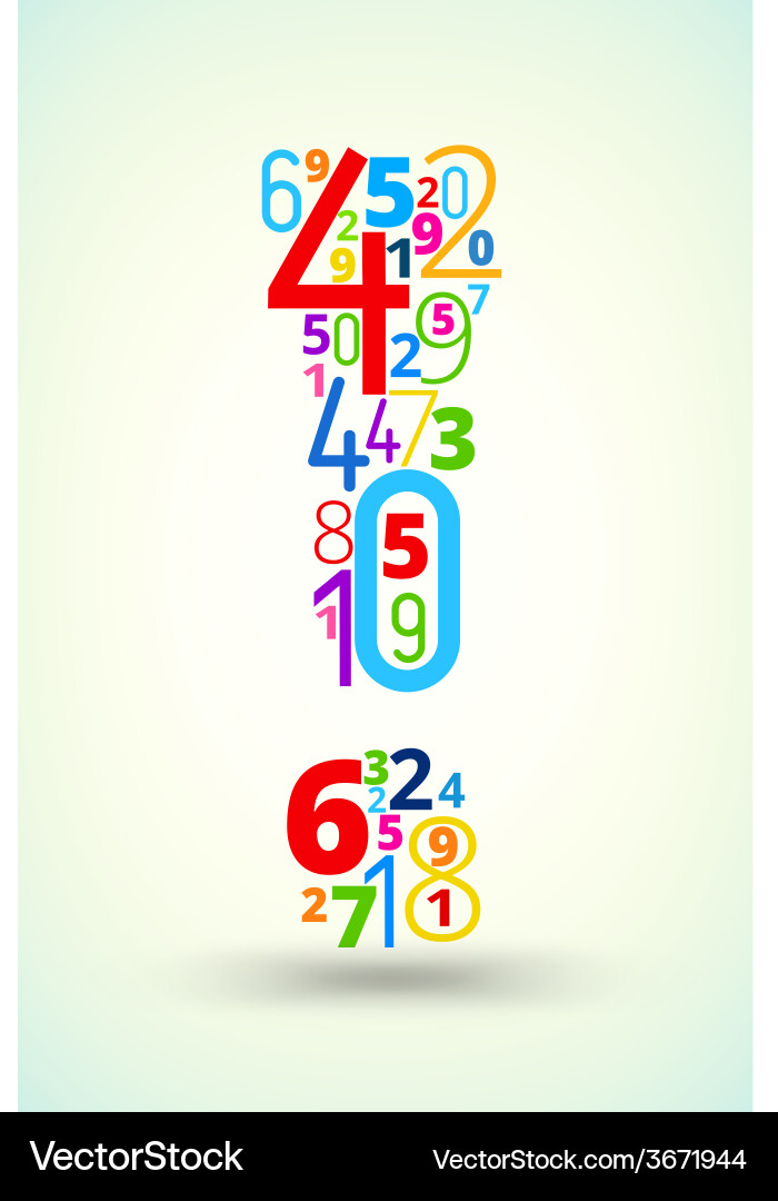 Exclamation mark colored font from numbers vector image