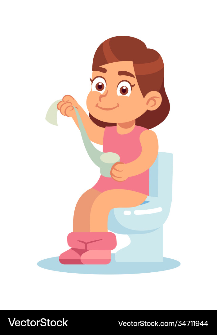 Girl in toilet cute little baby Girl in toilet cute little baby vector image