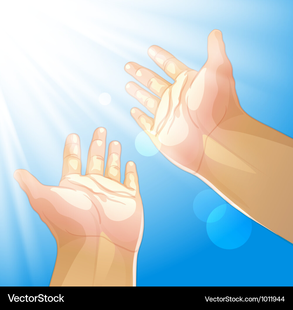 Hands Reaching for the Sun Royalty Free Vector Image
