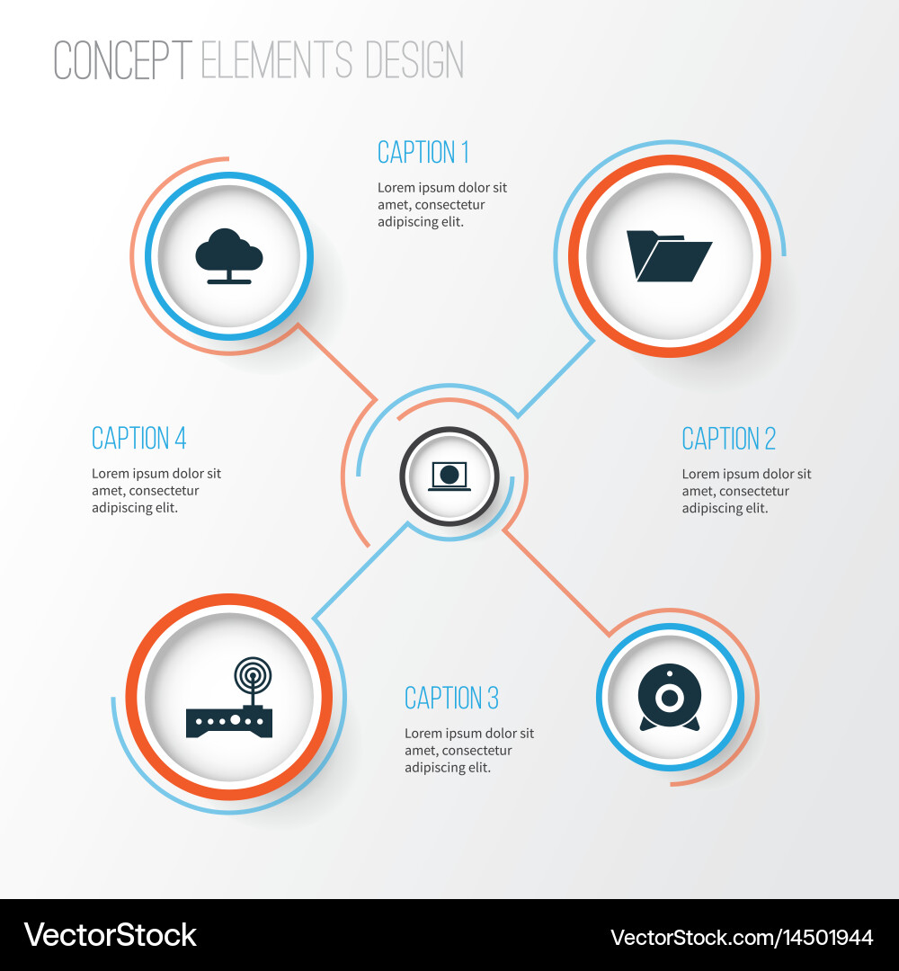 Notebook icons set collection of web tree vector image