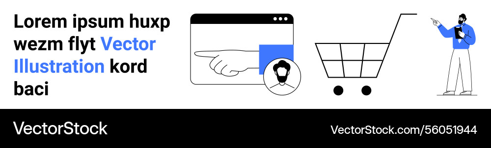 Online shopping concept with pointer cart Online shopping concept with pointer cart Vector Image