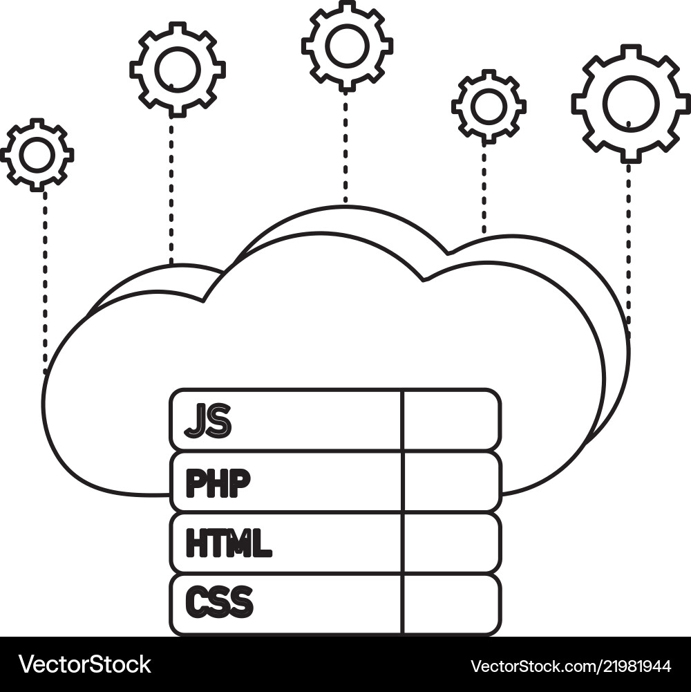 Outline Cloud-Daten mit Getrieben und Programmiercode Outline Cloud-Daten mit Getrieben und Programmiercode vektorbild