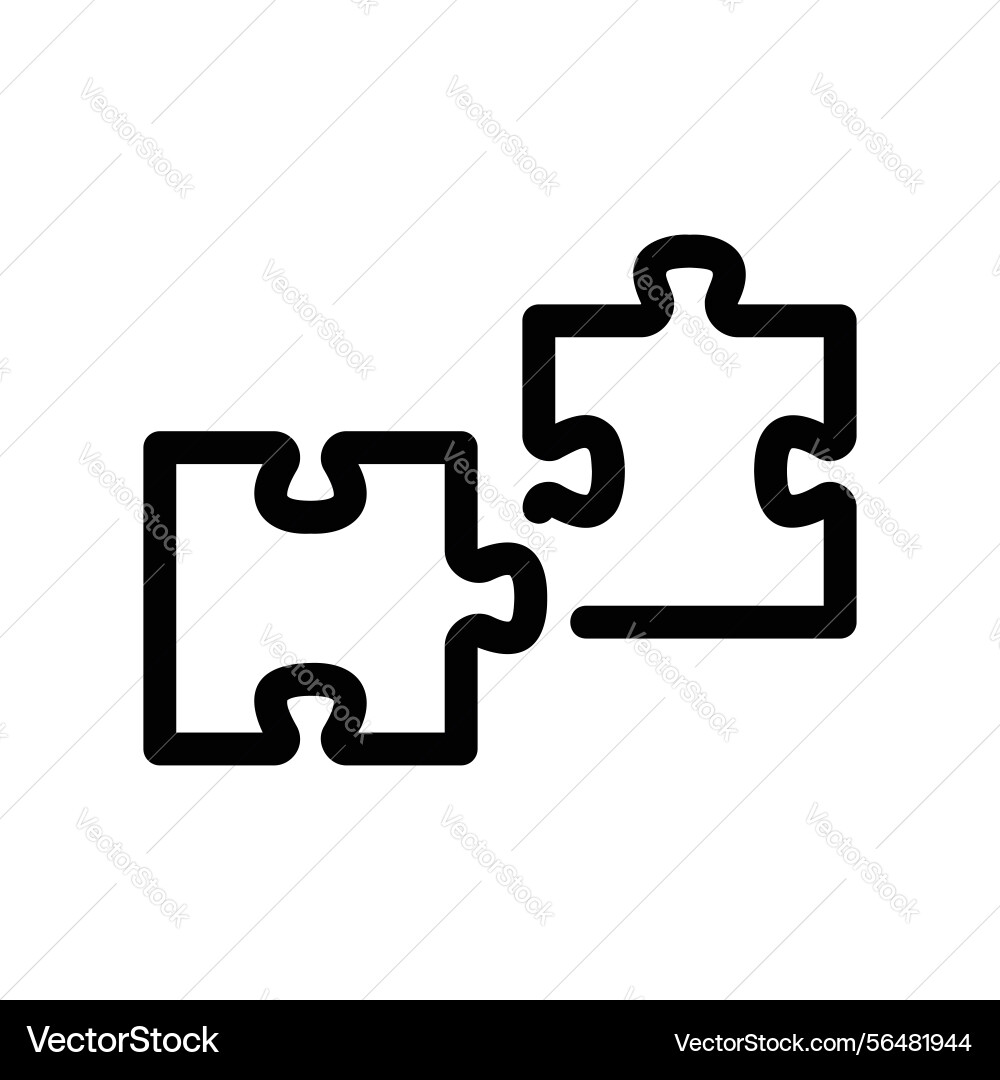 Outline icon showing two interlocking jigsaw Outline icon showing two interlocking jigsaw vector image