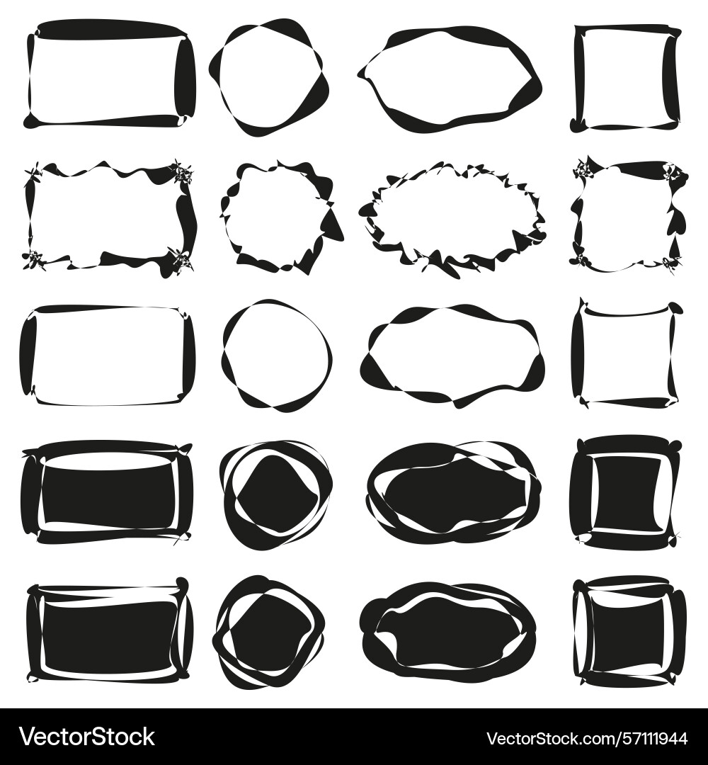 Outline label shapes black contour objects Outline label shapes black contour objects Vector Image