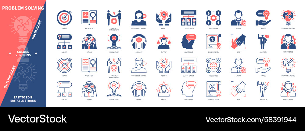 Problem Solving Icon Set - Outline Vector Image