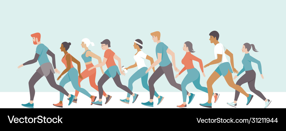 Running Crowd of People vector image