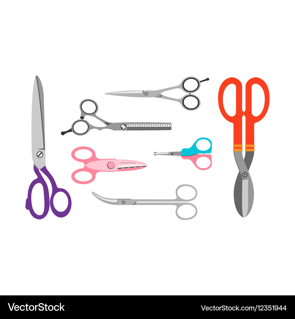 Scissors icons set vector image