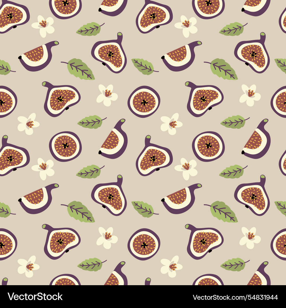 Seamless pattern with fig slices vector image