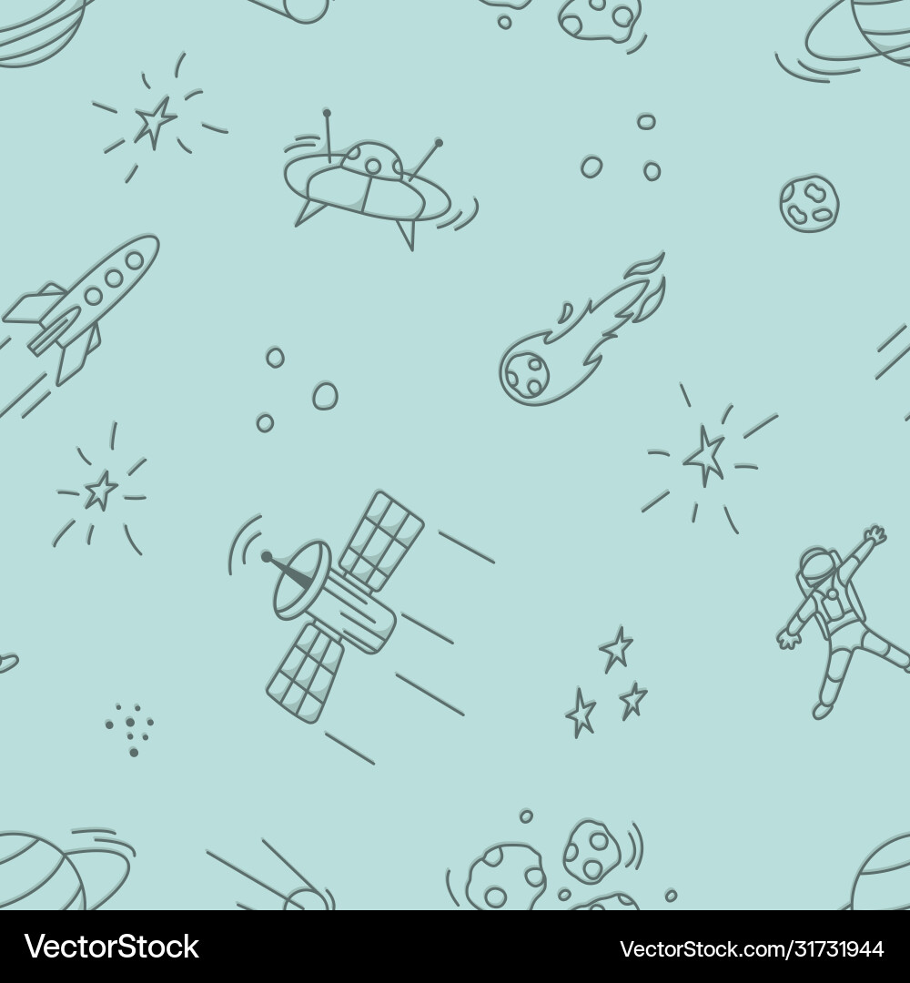 Seamless pattern with simple space icons hand Seamless pattern with simple space icons hand vector image