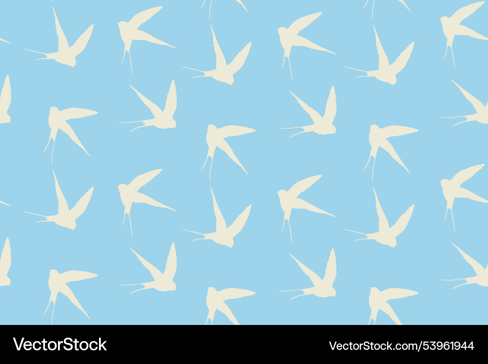 Seamless pattern with swallow silhouette on color Seamless pattern with swallow silhouette on color Vector Image
