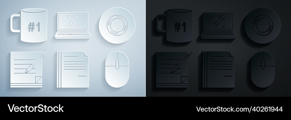 Set file document scotch blank notebook and pen Set file document scotch blank notebook and pen Vector Image