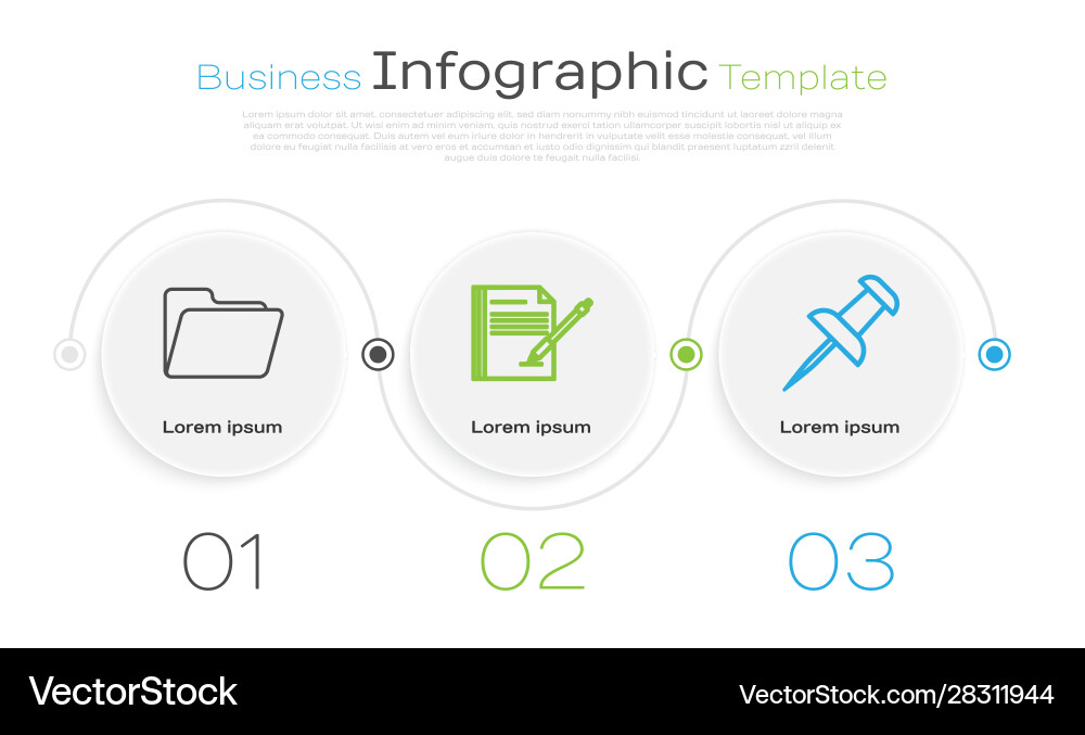 Set line document folder blank notebook and pen vector image