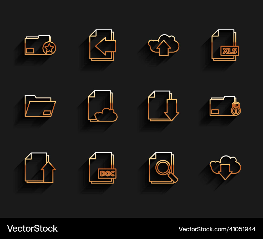 Set line upload file document doc Set line upload file document doc vector image