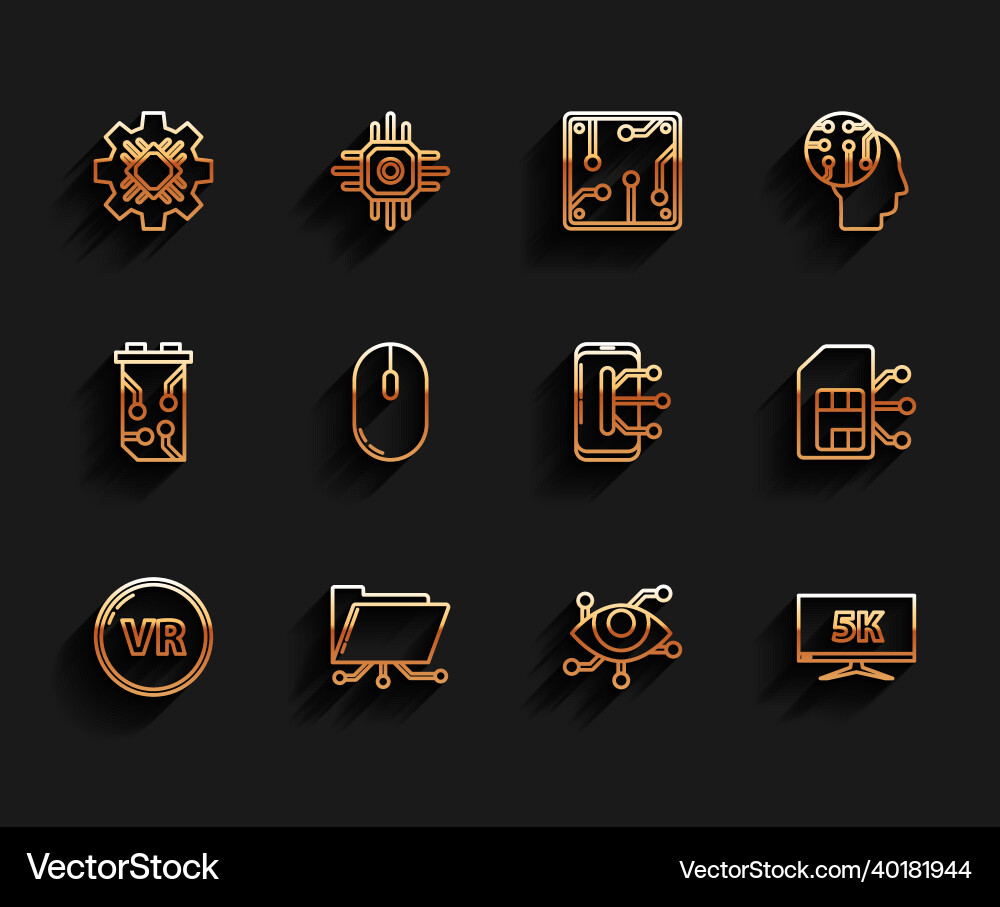 Set line virtual reality folder and lock Vector Image