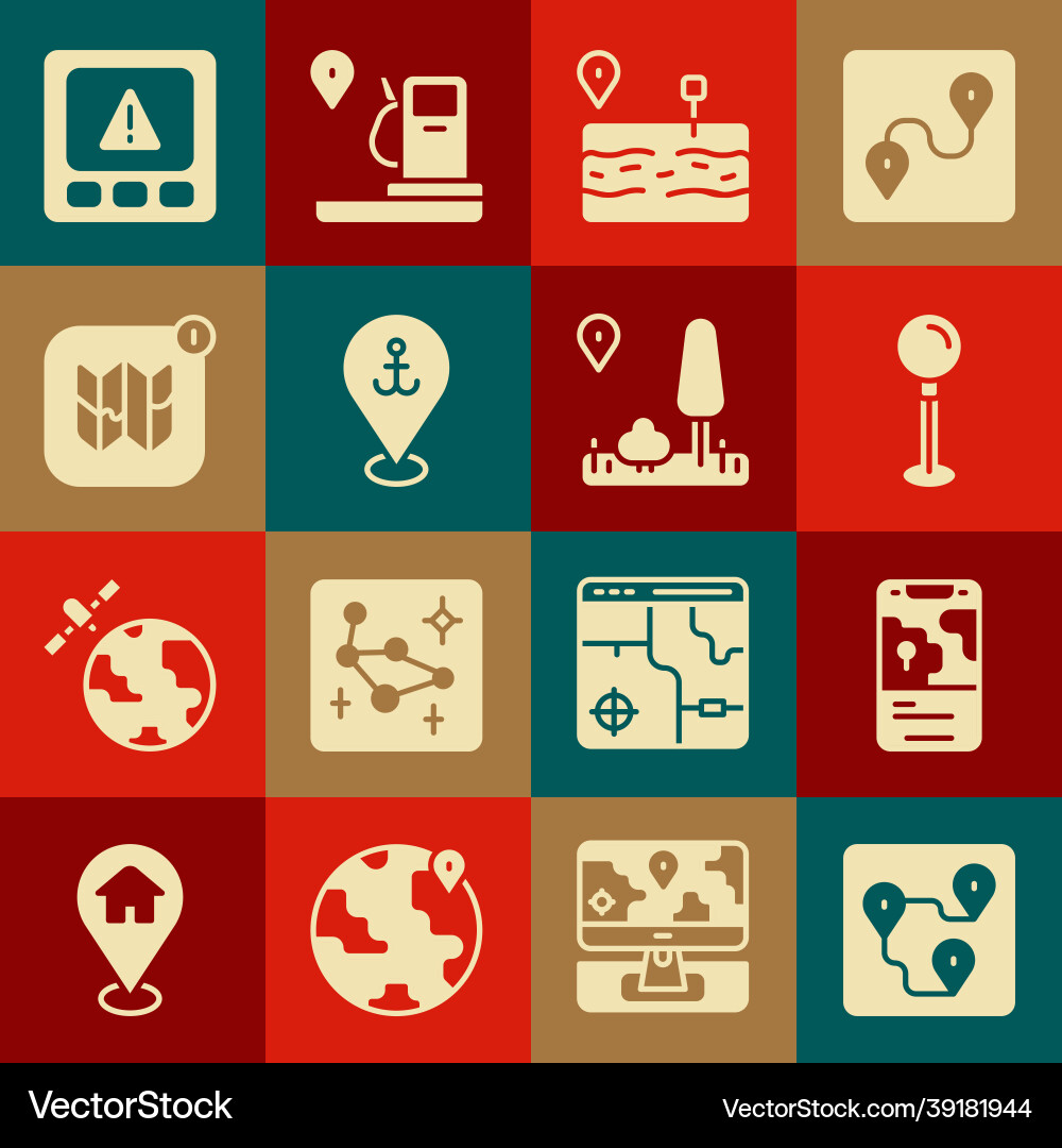 Set route location city map navigation push pin Set route location city map navigation push pin vector image