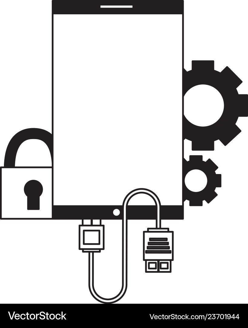 Smartphone data security plug setting Vector Image