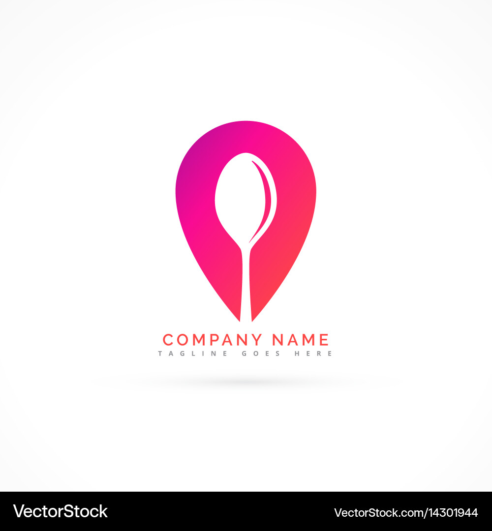 Spoon with map pointer logo design concept vector image