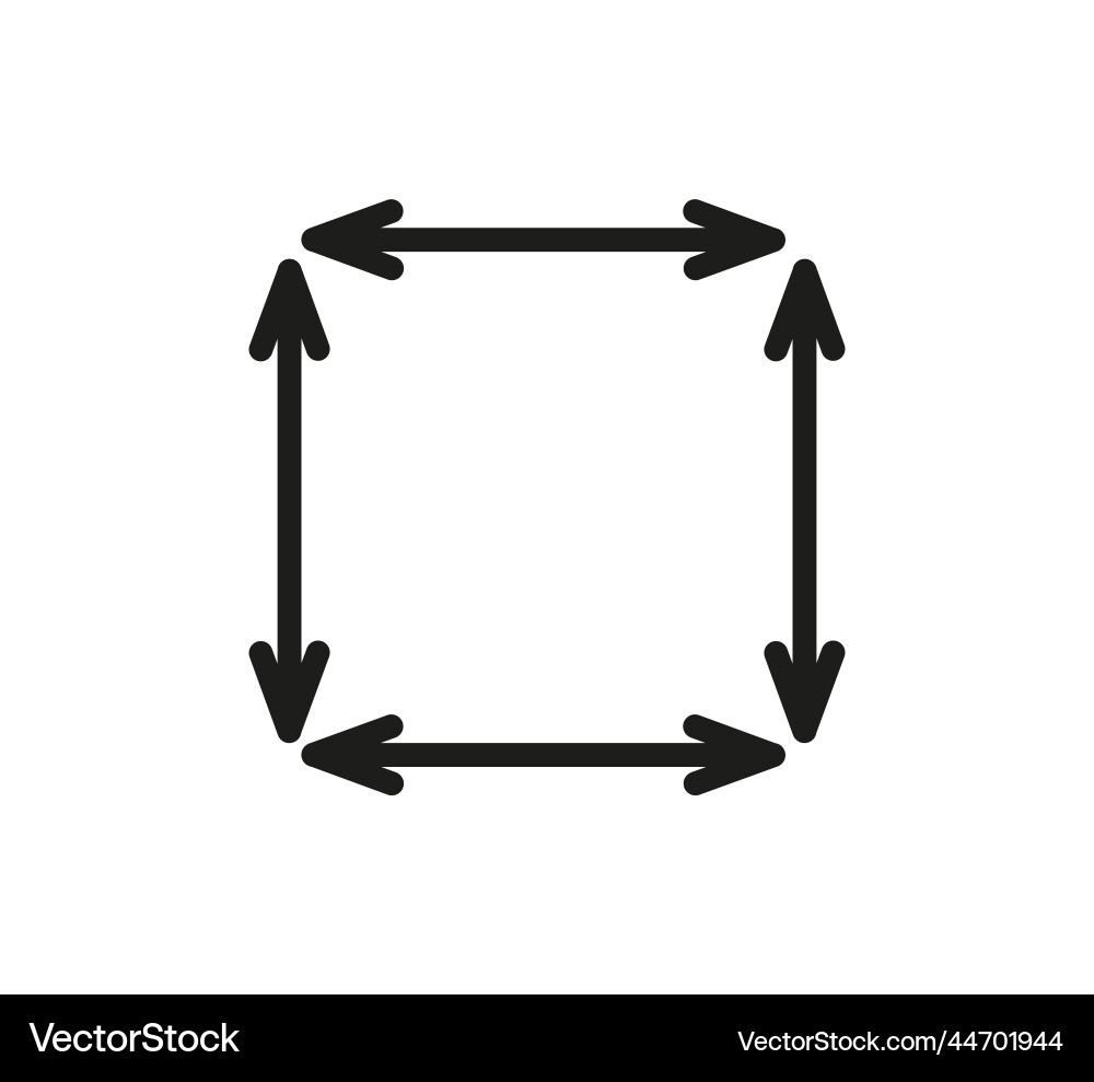 Square area icon arrows sign measuring land vector image