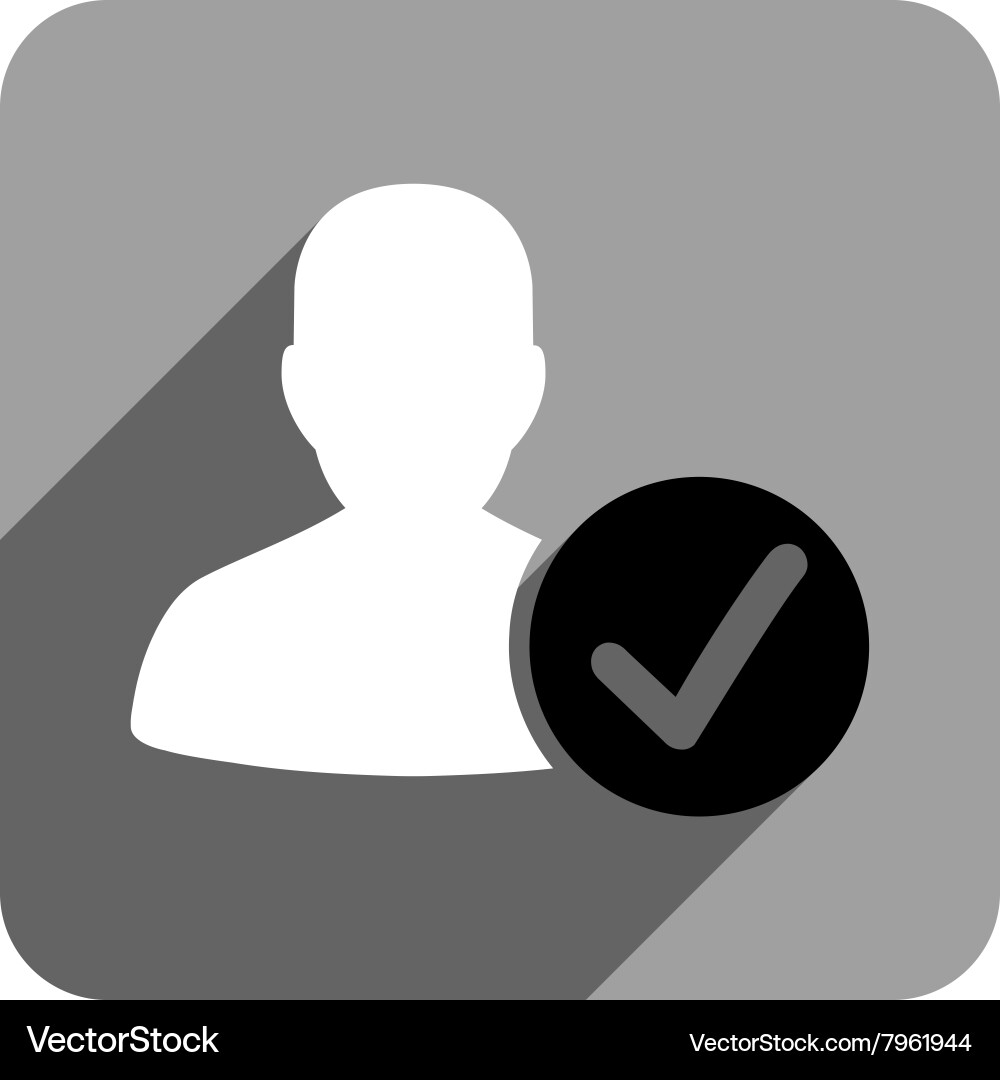 Valid user flat square icon with long shadow vector image