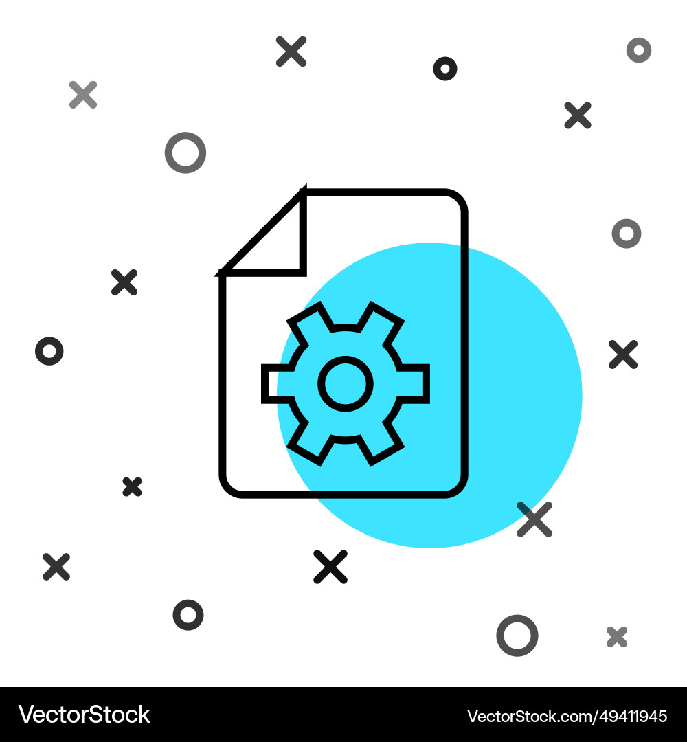 Black line document settings with gears icon Black line document settings with gears icon vector image