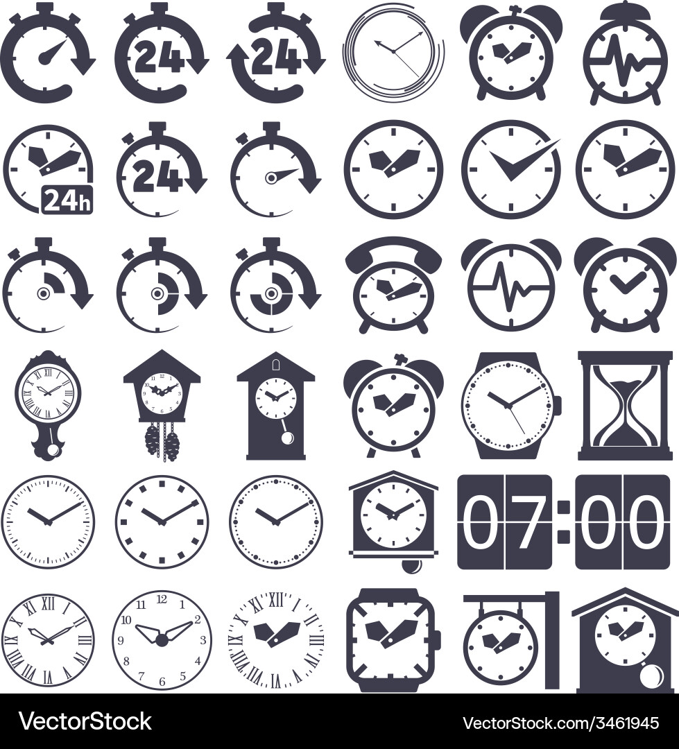 Clock set Royalty Free Vector Image - VectorStock