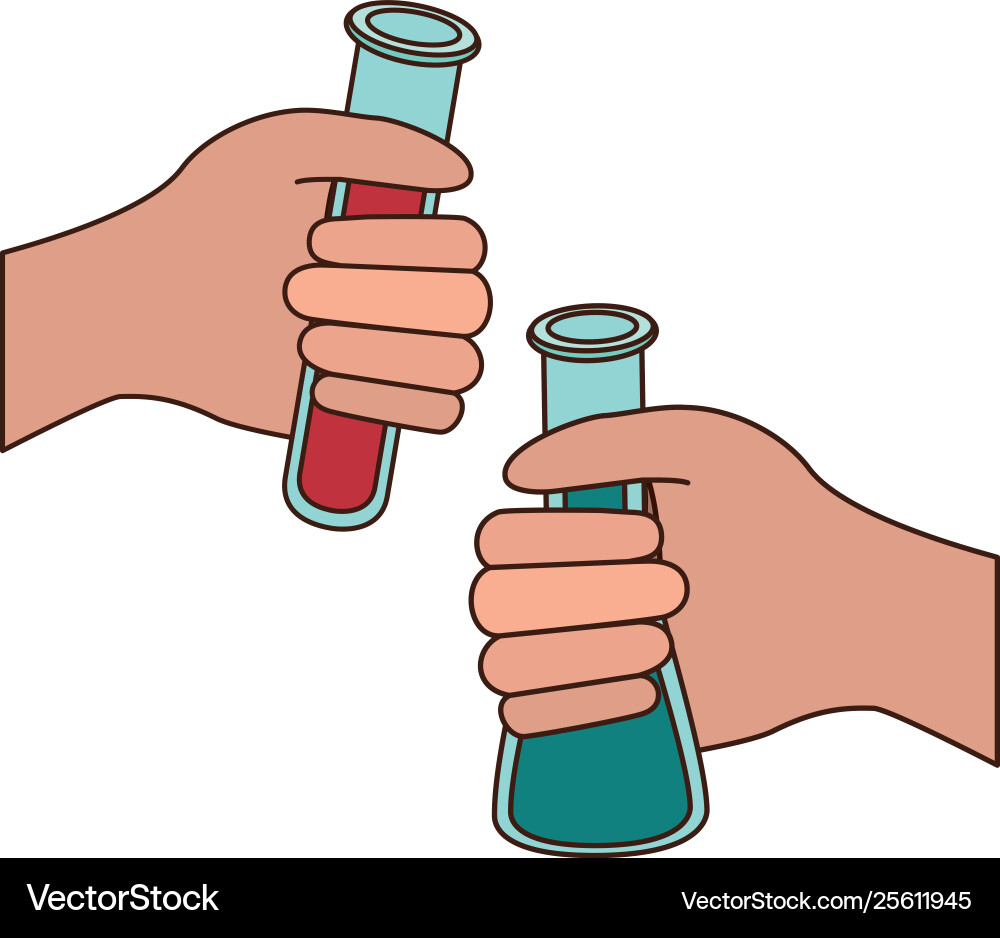 Hands with laboratory instruments in white Vector Image