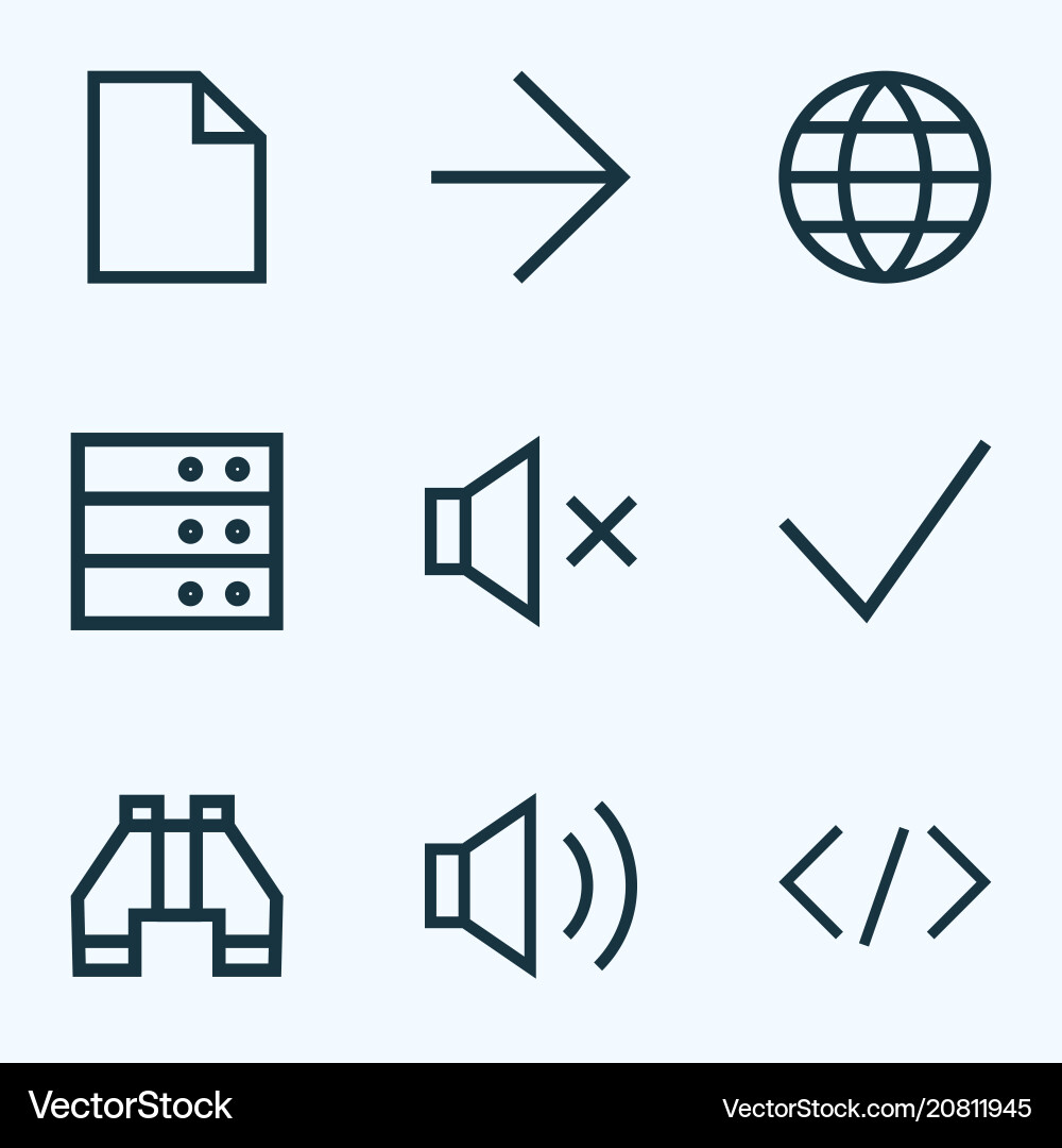 Interface icons line style set with tag audio Interface icons line style set with tag audio vector image