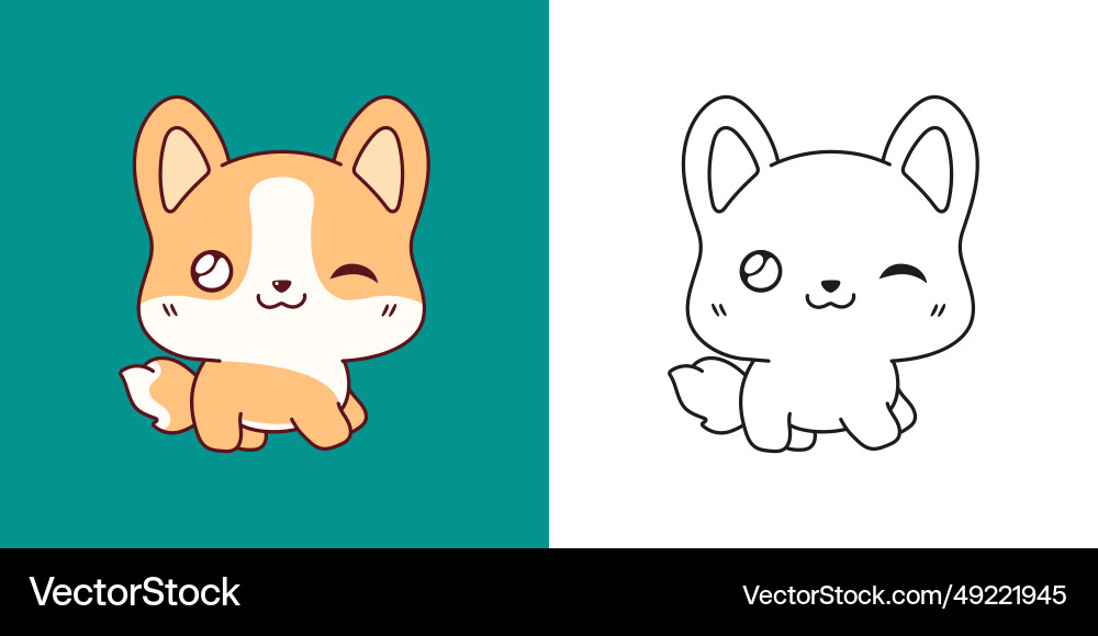 Kawaii clipart corgi puppy Kawaii clipart corgi puppy vector image