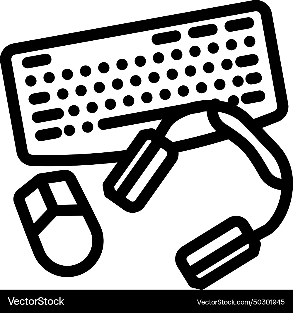 Peripheral setup repair computer line icon Peripheral setup repair computer line icon vector image
