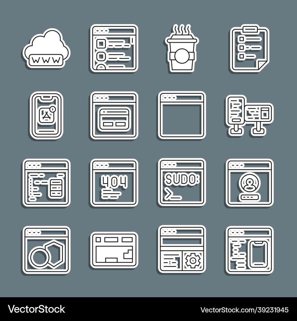 Set line software create account screen computer Set line software create account screen computer vector image
