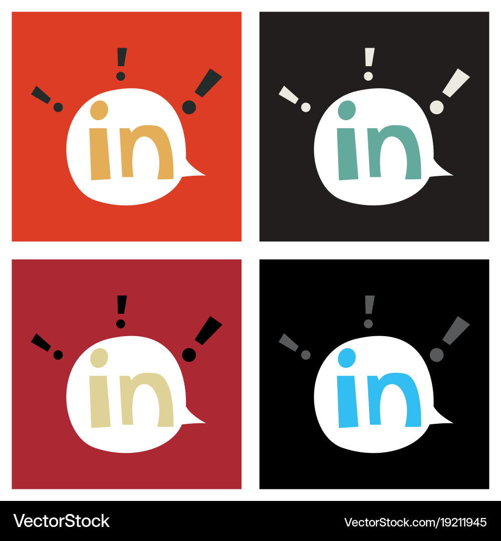 Set of flat linkedin color icon glossy app vector image