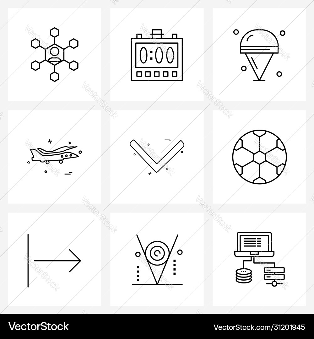 Setzen Sie 9 universelle Liniensymbole Zeigerpfeil vektorbild